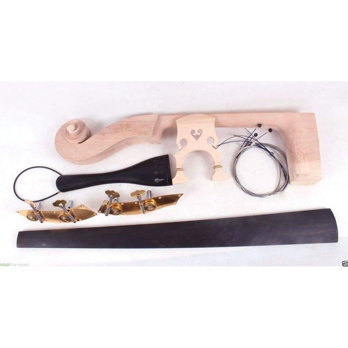 3/4 Double Bass Kit Upright Double Bass Neck Ebony Bass Fingerboard Peg Tailpiece Bridge Bass String DIY Bath Project Bath Making Accessories