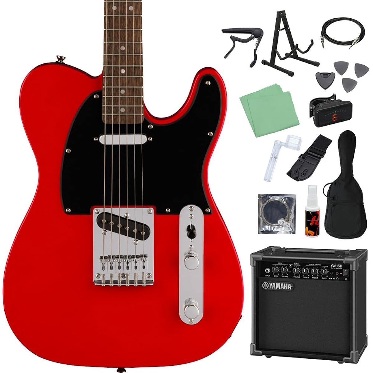 Squier by Fender SONIC TELECASTER Torino Red Electric Guitar Beginner 14-piece Set [Includes GA15II] Telecaster Squier/Squier