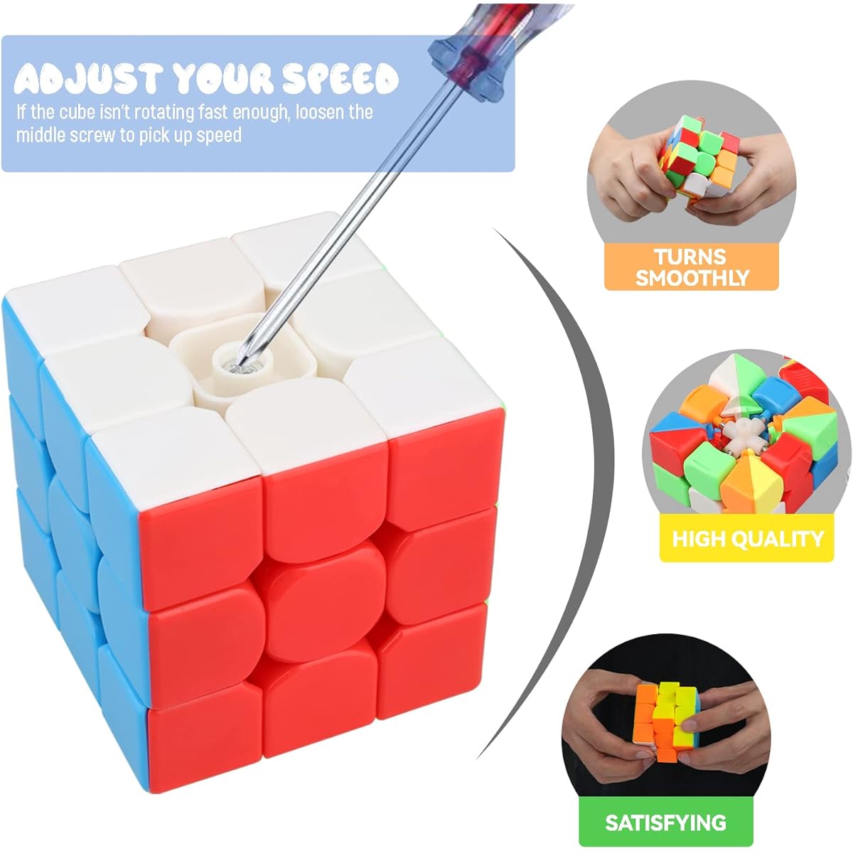 STEAM Life Speed Cube Set 5 Pack Magic Cube Speed Cube 3x3 2x2 Speed Cube Pyramid Cube Megaminx Cube Puzzle Cube Set for Kids & Adults