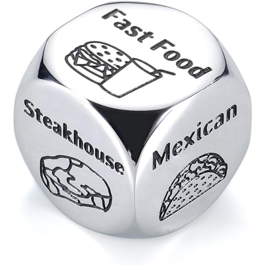 Valentine's Day Date Night Gifts for Couples Food Decision Dice Decisive Dice 11th Anniversary Steel Gifts for Women Men Husband Wife Boyfriend Girlfriend Birthday Christmas Gifts for Friends Coworkers