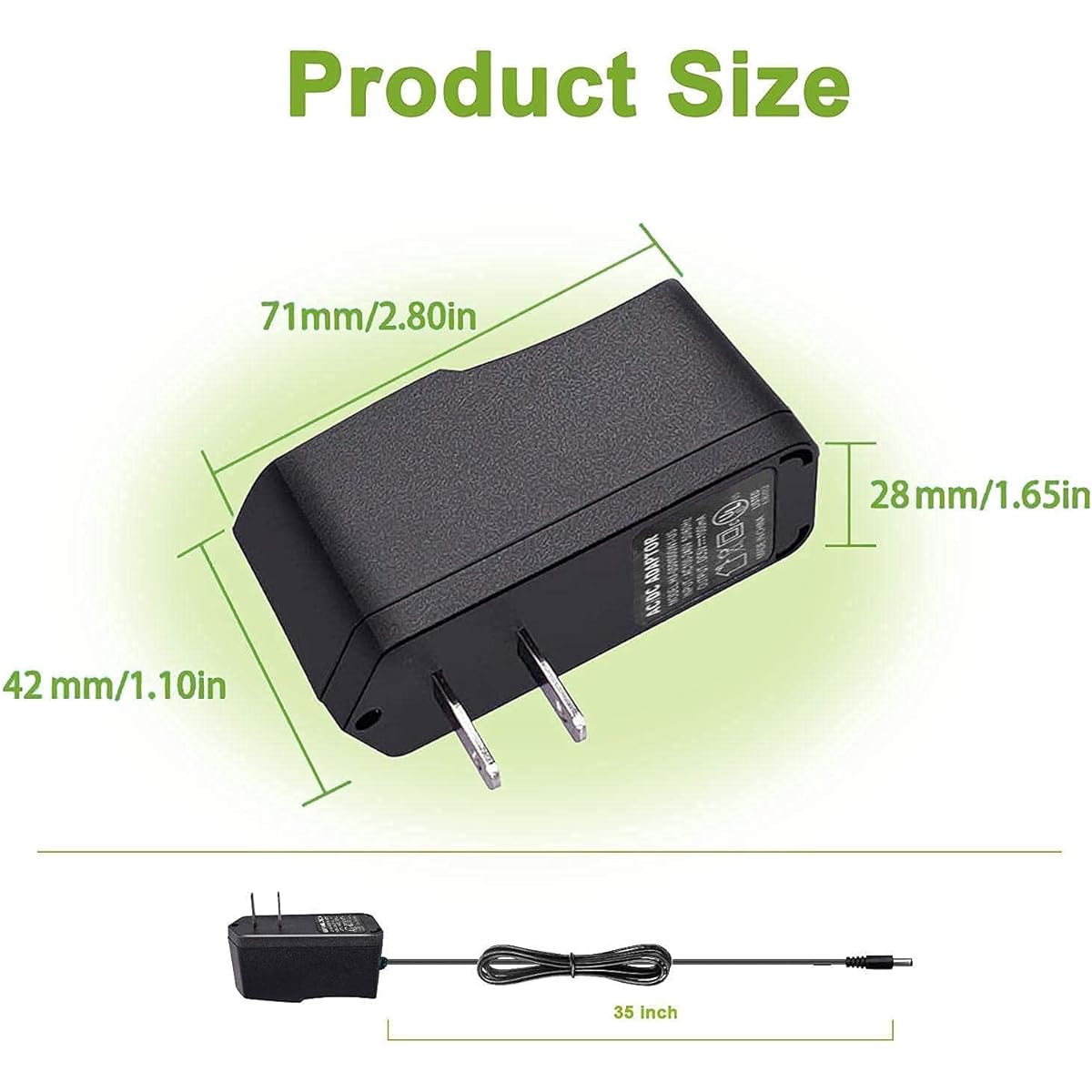 5V 1A Power Adapter, 5V 1A AC DC Adapter, AC 100-240V to DC 5V, 5.5X 2.5mm DC Plug, Input 110V-240V, Output 5V 1A 5W, with DC Female Connector for Camera Route Hub CCTV (5V 1A 5W)