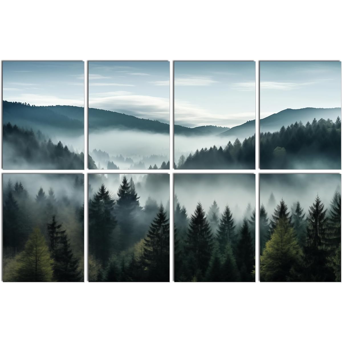 FurnoFlex Art Acoustic Panel Tile Decorative Room Soundproof Foam Absorbing Panel Noise Attenuation Cancel Wall Blocker Reduction Fog Forest