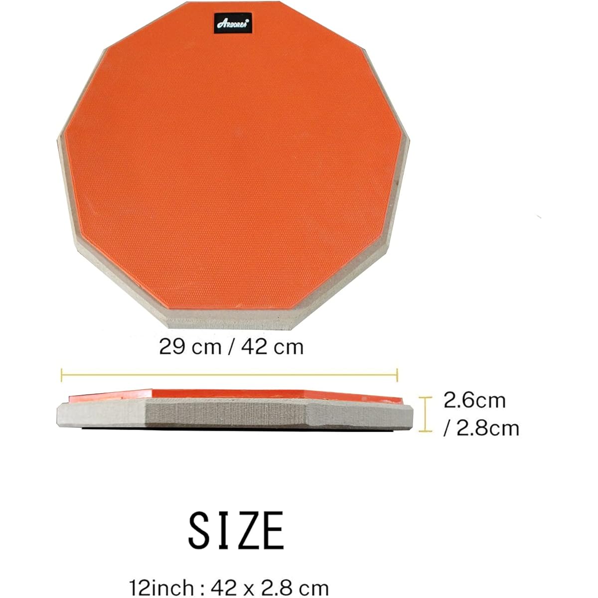Bass Drum Practice Pad Kit Drum Pad Drum Sticks & Storage Bag Real Field Ram Pad Practice Double Sided 12 Inch Orange