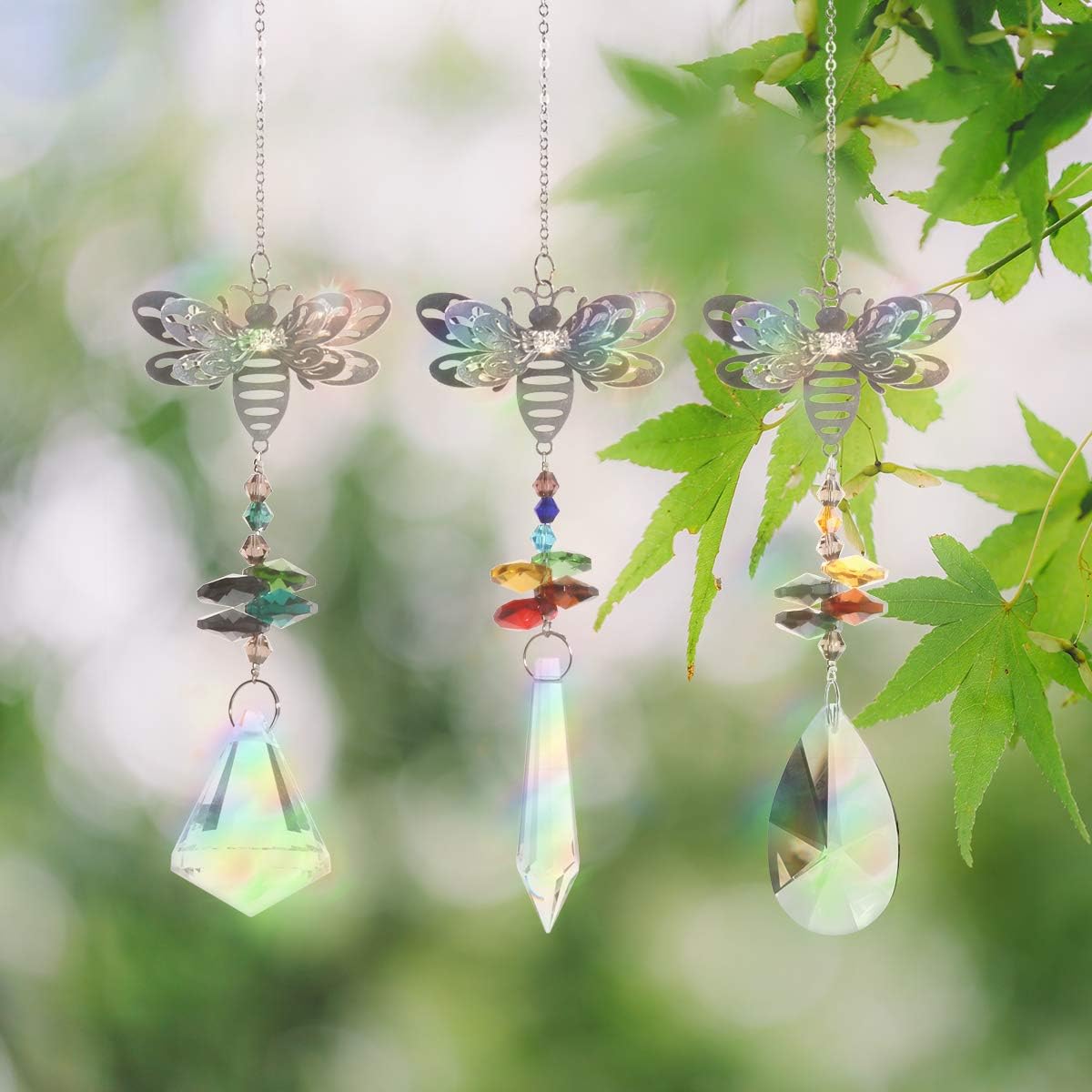 Crystal Suncatcher Crystal Glass Prism Ornament Bee Rainbow Maker Collection Sunshar Set of 3