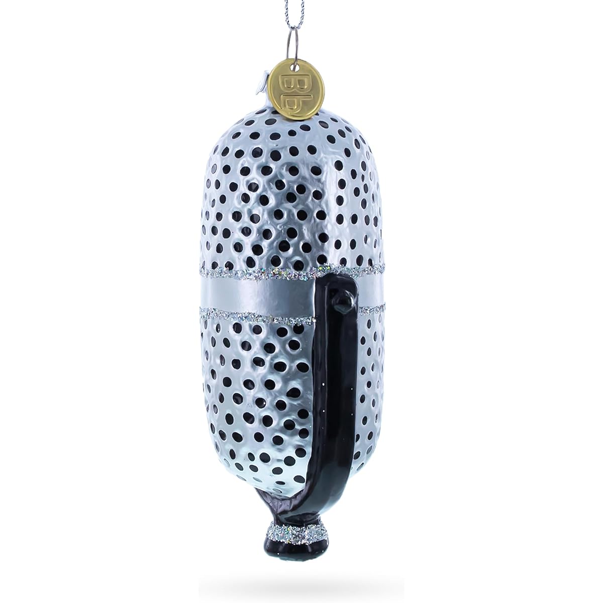 Sophisticated Microphone Blown Glass Christmas Ornament