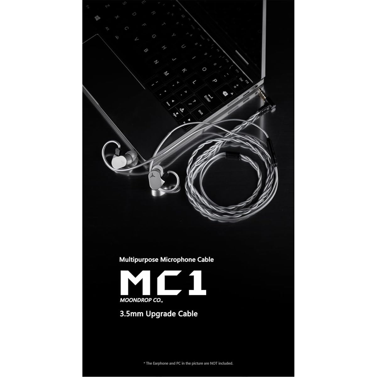 Moondrop MC1 Multipurpose Microphone Cable 3.5mm Earphone Upgrade Cable Microphone 0.78mm-2 Pin
