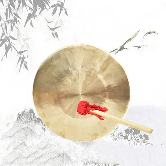 DOOKAA Gong, gong, drum, gong, 23 cm, with drumstick, handmade brass instrument, Chinese-style percussion instrument suitable for game performance (Color: 21 cm, Size:)