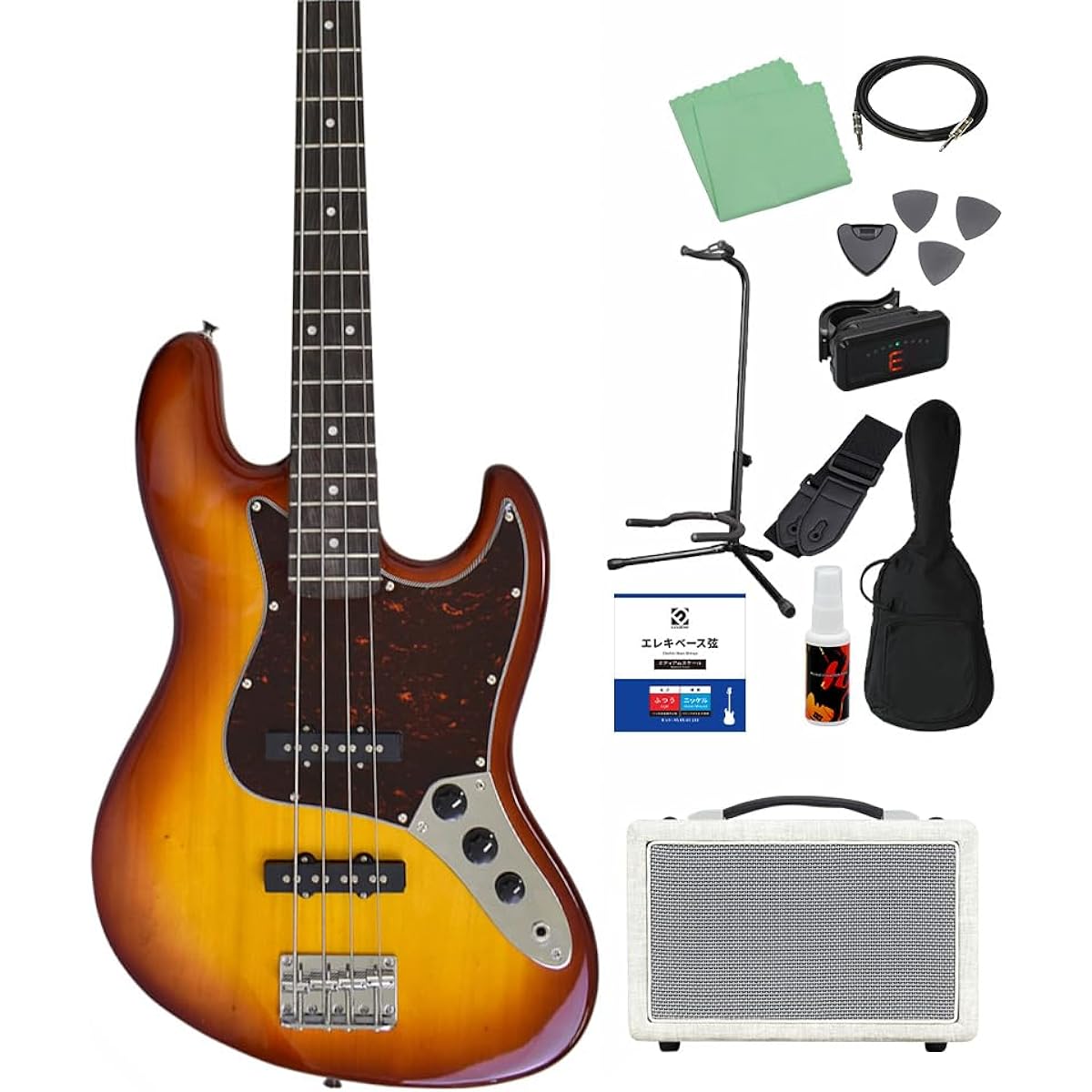Photogenic JB-240 DCS Bass Beginner 12-piece Set [Shimamura Music's best-selling bass amp included] Jazz bass type Photogenic