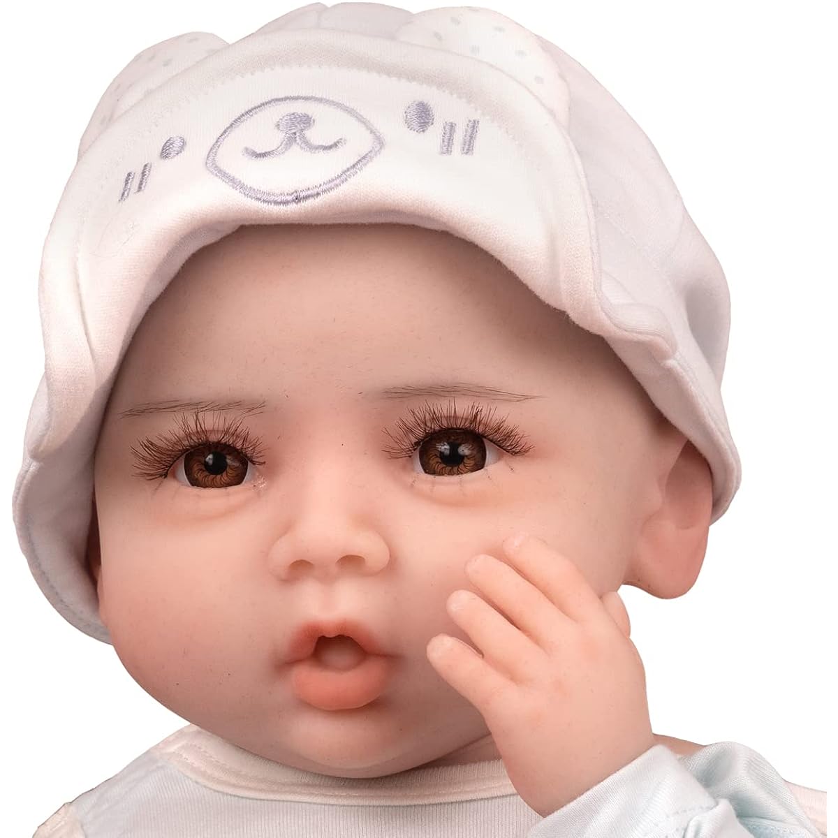CYOMI 47cm Full Silicone Baby Doll Reborn Doll Newborn Doll Full Silicone Baby Doll Silicone Doll Vinyl Free, Open Eyes Realistic Baby Tall Doll (Boy with Skeleton Ivory White)