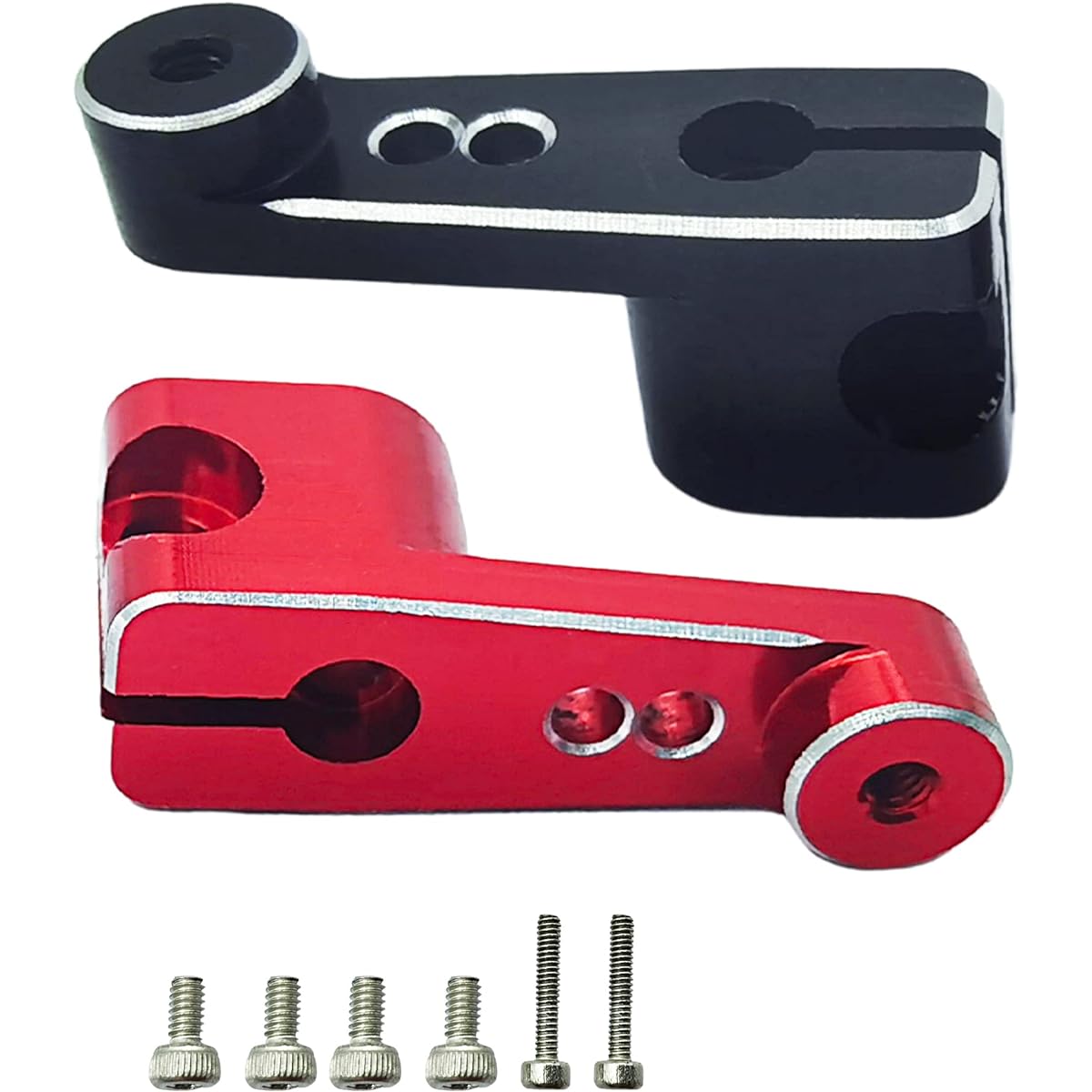 VICRAZZE Servo Horn Aluminum Servo Arm for Axial SCX24 (Fits Stock Servo) 90081 1/24 RC Car Servo AS-1 AXI31619 Black+Red(2pcs)