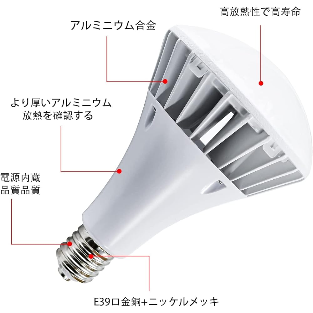 Buvan LED Bulb E39 Daylight White 60W 5000K Sign Lighting LED Beam Bulb Ballastless Mercury Light Replacement IP66 Waterproof Dustproof Reflex Light Bulb 50000H Long Life High Brightness Noise No Radiation Spotlight High Beam Bulb Parking Lot Factory Sto