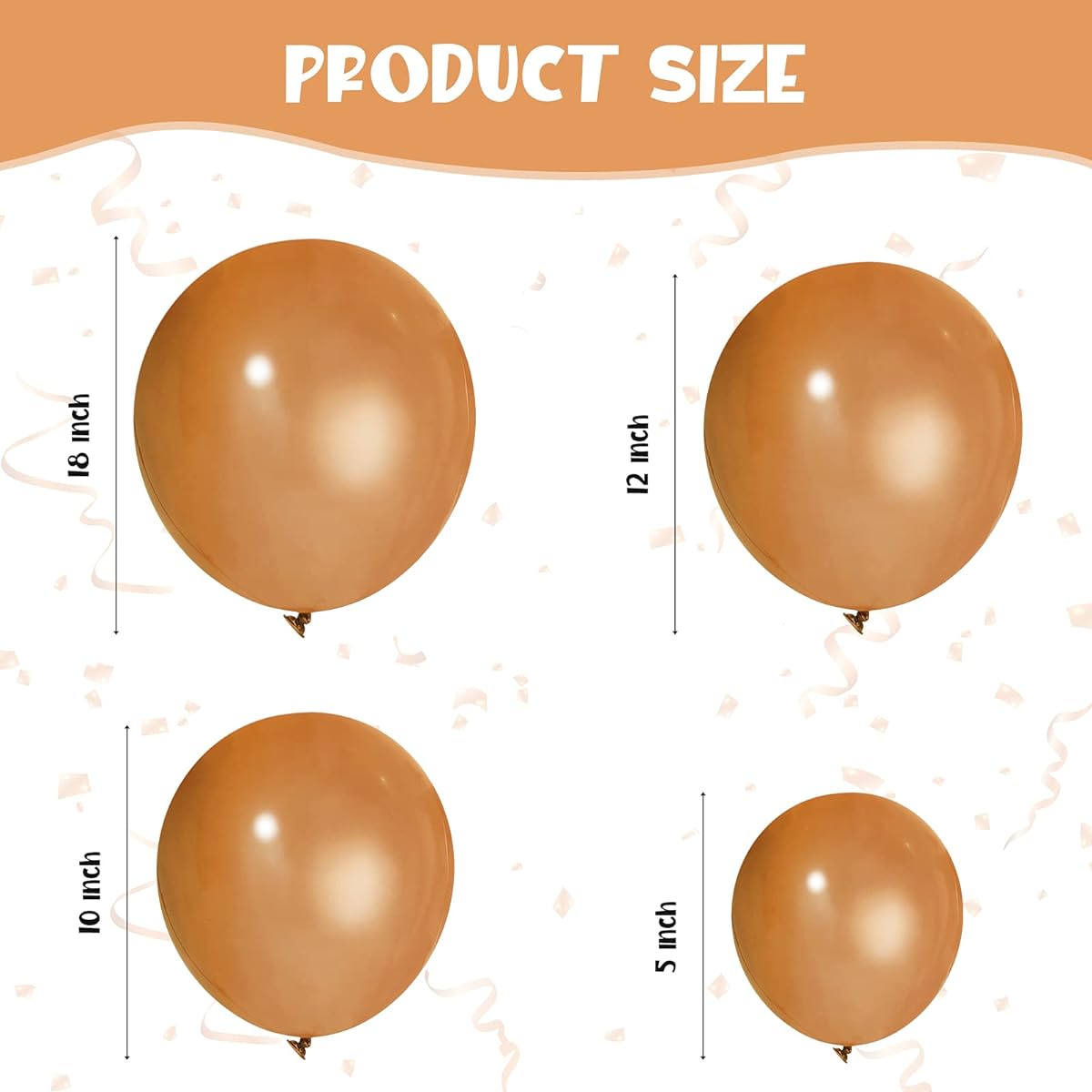 100pcs Latex Balloons Different Size 18/12/10/5 Inch Party Balloons Kit for Valentine's Day/Birthday/Baby Shower/Wedding/Bride/Graduation Party Decorations (Rrtro Brown)