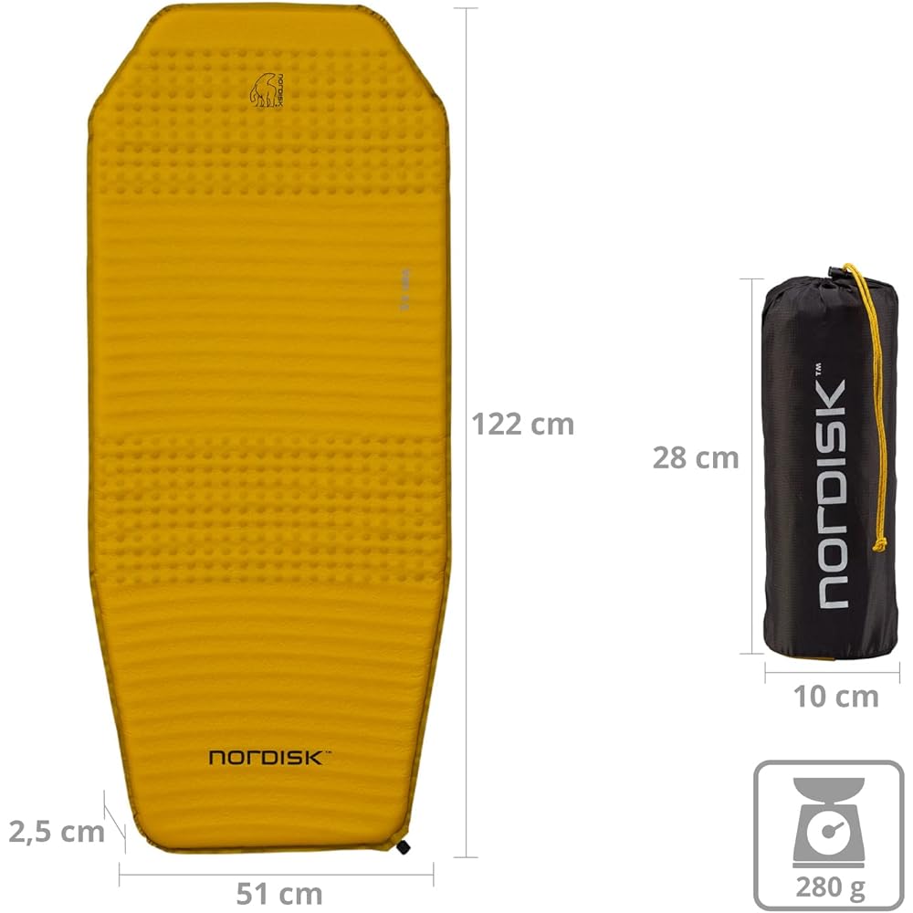 NORDISK Outdoor Camping Mat VEN 2.5 Mustard Yellow/Black [Genuine Japanese Product] 115006