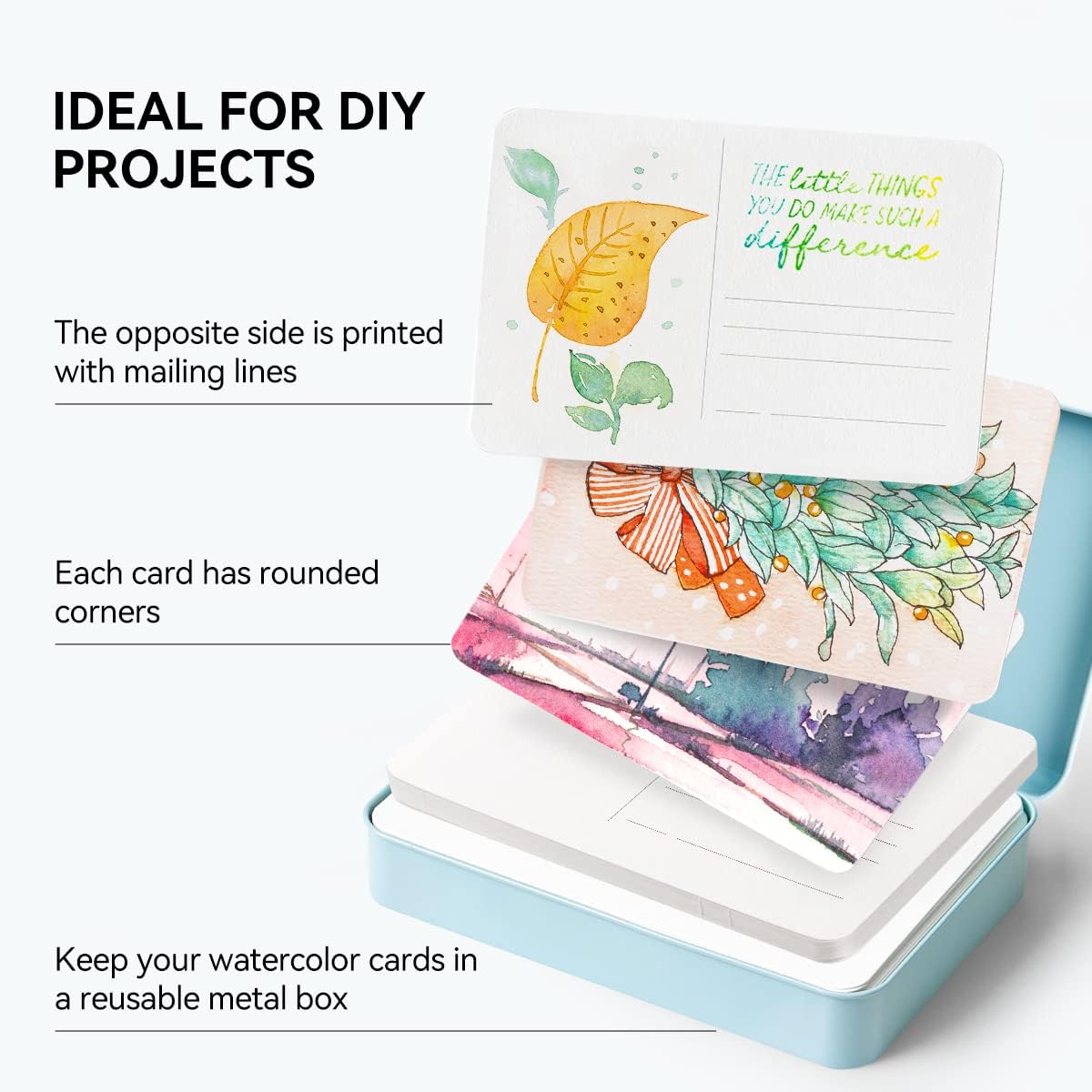 LIGHTWISH Blank Watercolor Paper Postcards 4"x6" 140lbs 300gsm Hot Press 20 Pieces Art Paper Post Note Cards for Watercolor Diary Thank You Notes/Invitations/Greeting Cards Art Supplies