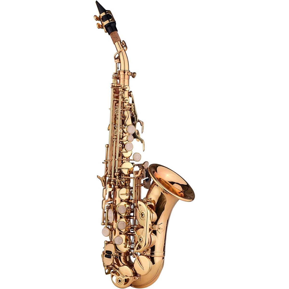 SHUBIAO Mini Bb Soprano Saxophone Saxophone Brass Material Gold Lacquer Surface Woodwind Instrument Carrying Case Cleaning Cloth Brush Reed Saxophone Strap