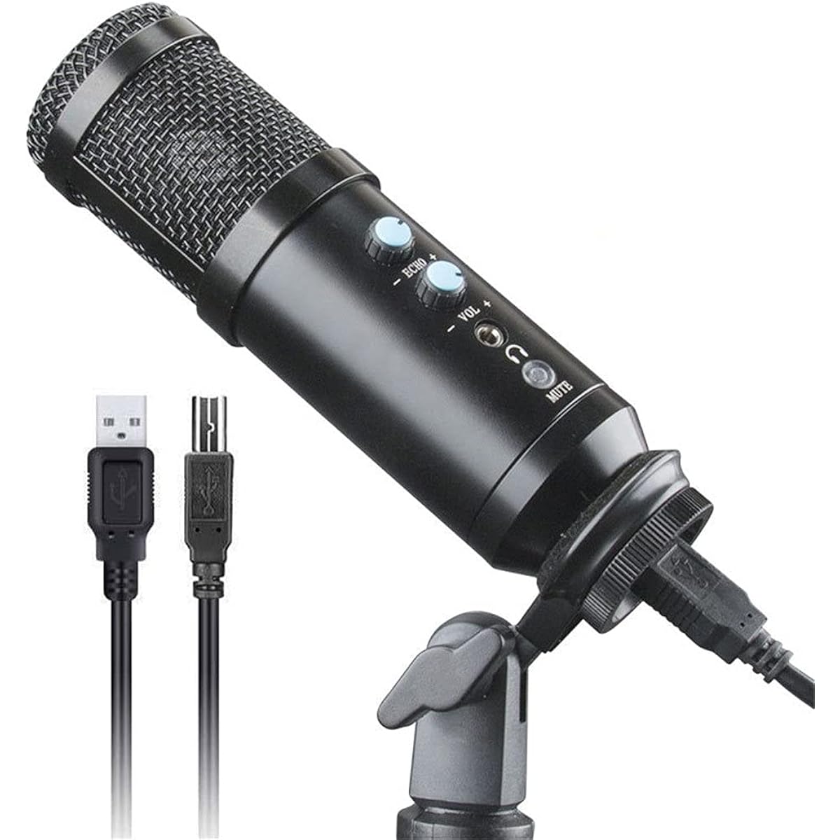 Microphone, Noise Reduction Condenser Microphone Vocal Recording Studio USB Reverberation Microphone Video Chat Gaming Podcast (A, One Size)