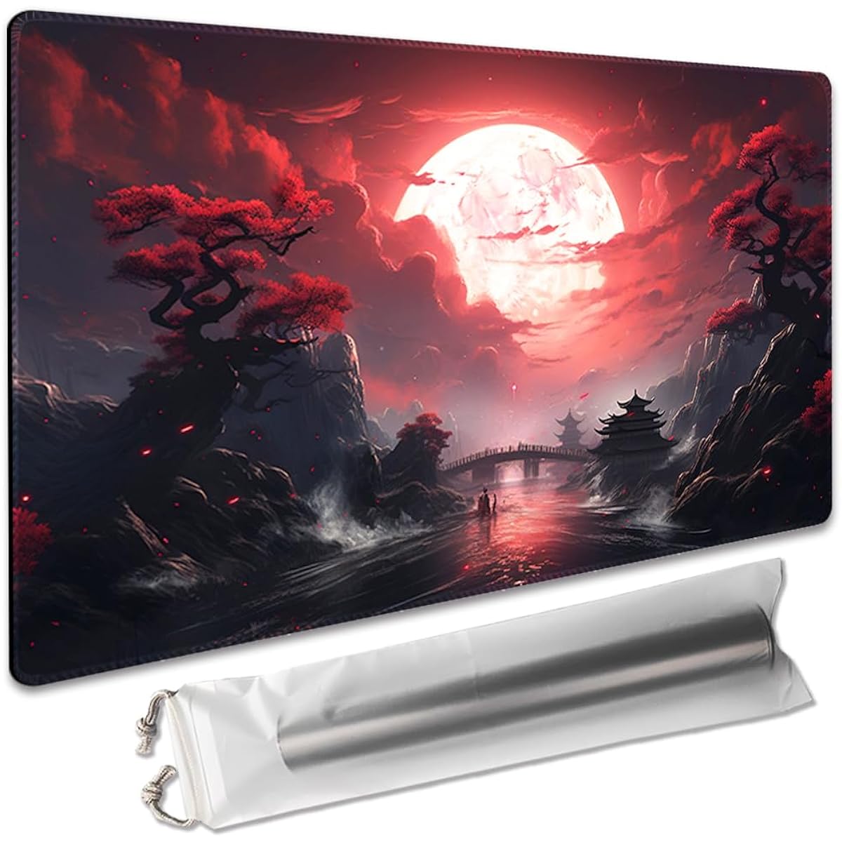 Board Game 14x24 Inch TCG Playmat OCG CCG RPG MTG Playmat Compatible with Mouse Pad Desk Mat (Blood Moon Secrets)