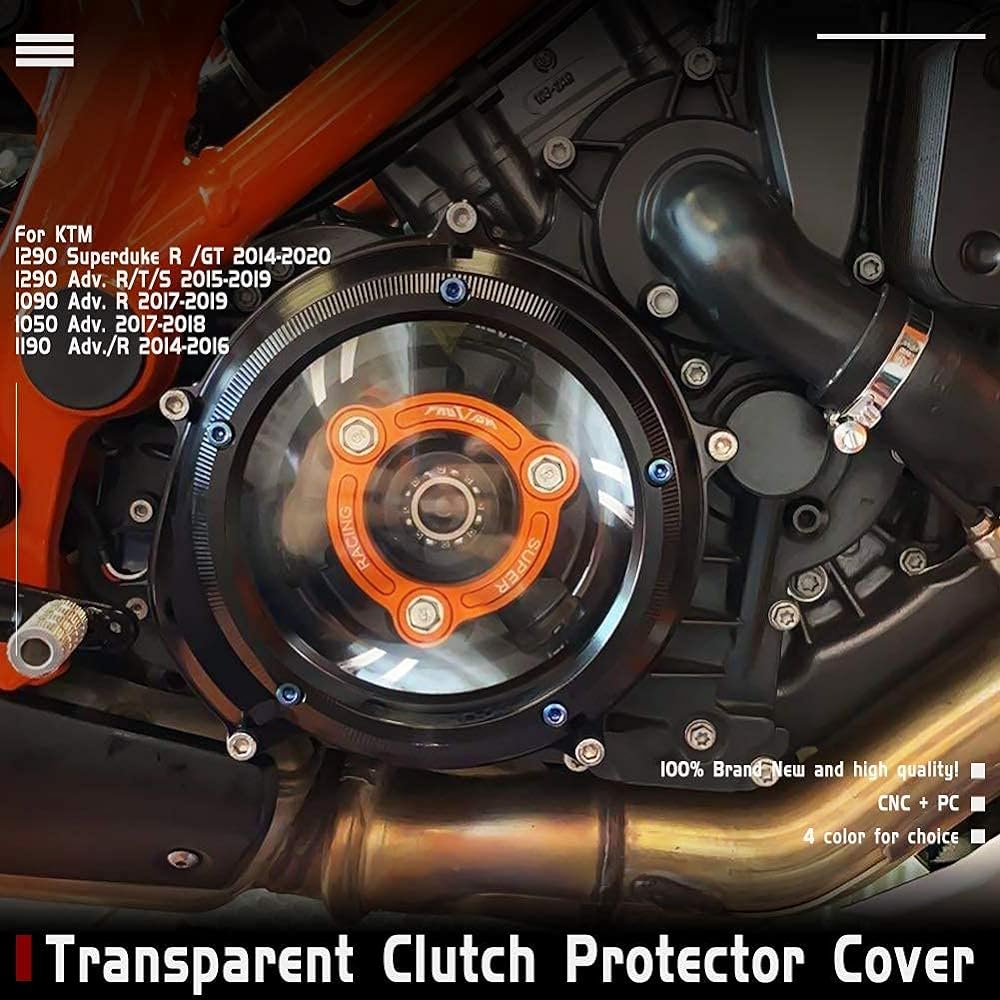 Motorcycle Transparent Clutch Cover Spring Retainer R Pressure Plate Engine Guard Protector Frame Slider Suitable for K.T.M 1050 1090 1190 1290 Adventure ADV Super Duke R/GT SDR 3.0 (No.2)