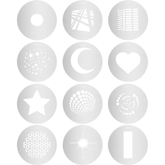 Alluneitter Round GOBO Kit Set of 6 2.3 Inch Metal Plate Hollow Pattern for Optical Cone Snoot with Different Lighting Effects