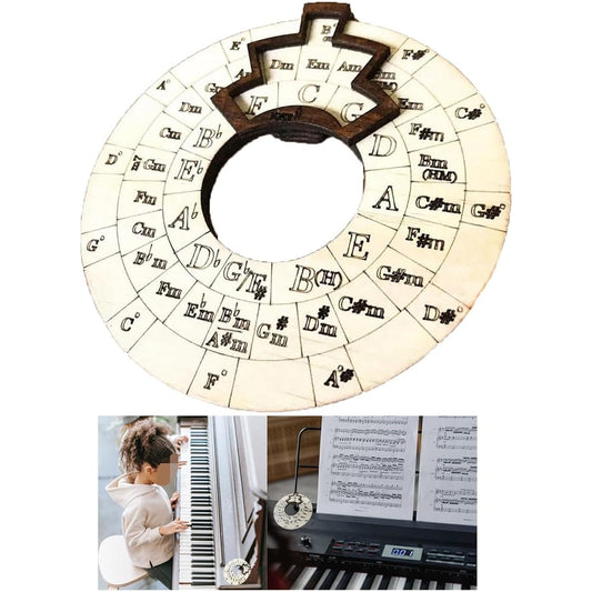 Wooden Melody Tools - Circle of Fifth Wheel - Circle Wooden Chord Wheel for Songwriters Musicians - Music Education Tools Musical Instruments and Accessories Musical Note Chords Key Signatures