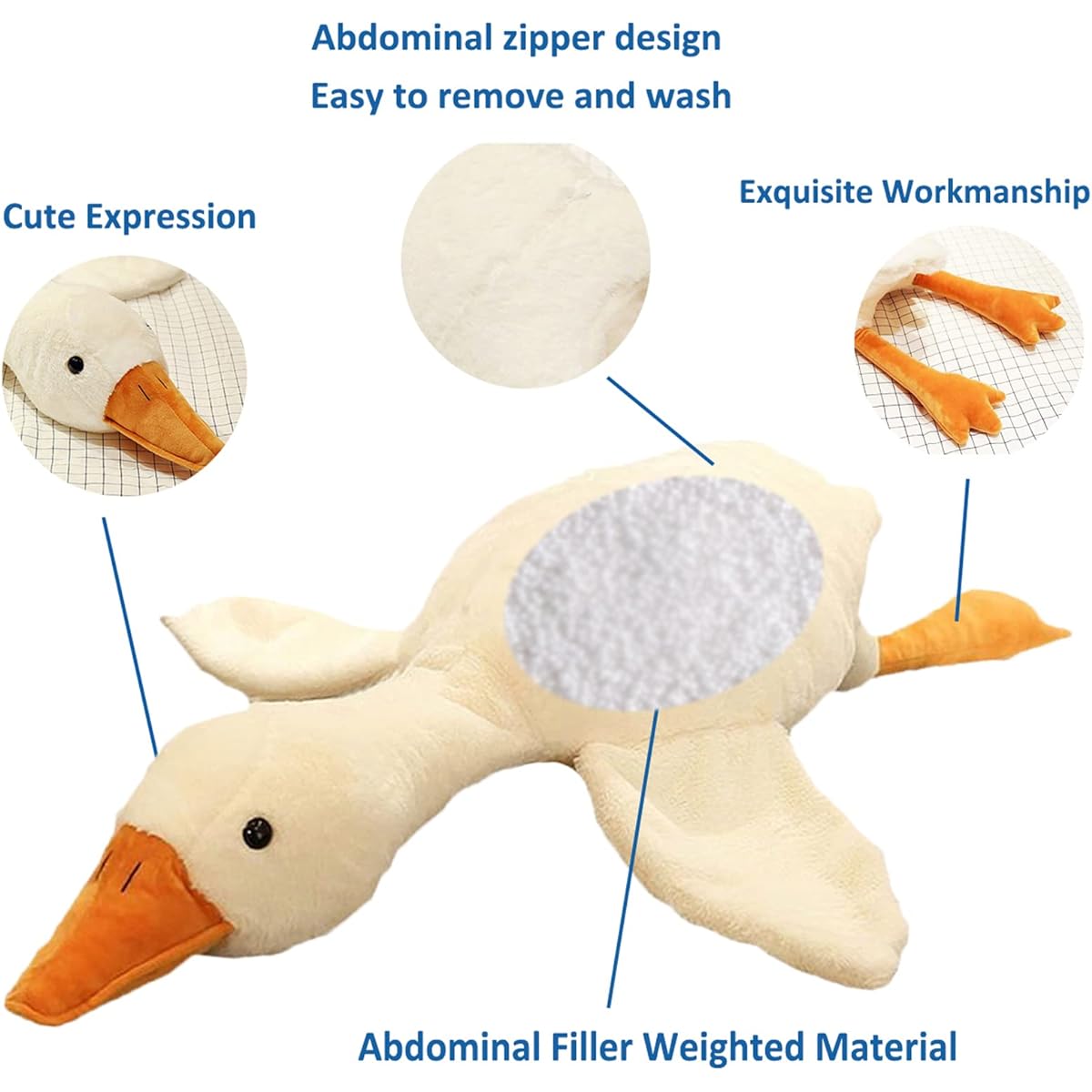 Grafingy Swan Plush Toy 35.4 Inch 5.5 Lbs Weighted Stuffed Animal Swan Weighted Stuffed Animal Goose Stuffed Animal Duck Plush Toy Stuffed Animal Gift for Kids
