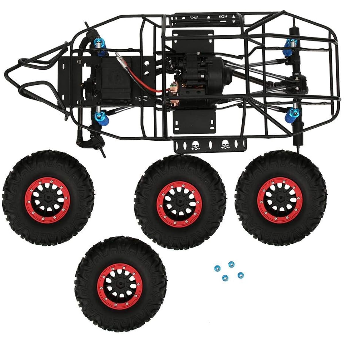Steel Wheelbase Chassis Frame with Motor Accessories with 4pcs Tires for RC Car 313mm 12.3inch AXIAL SCX10II