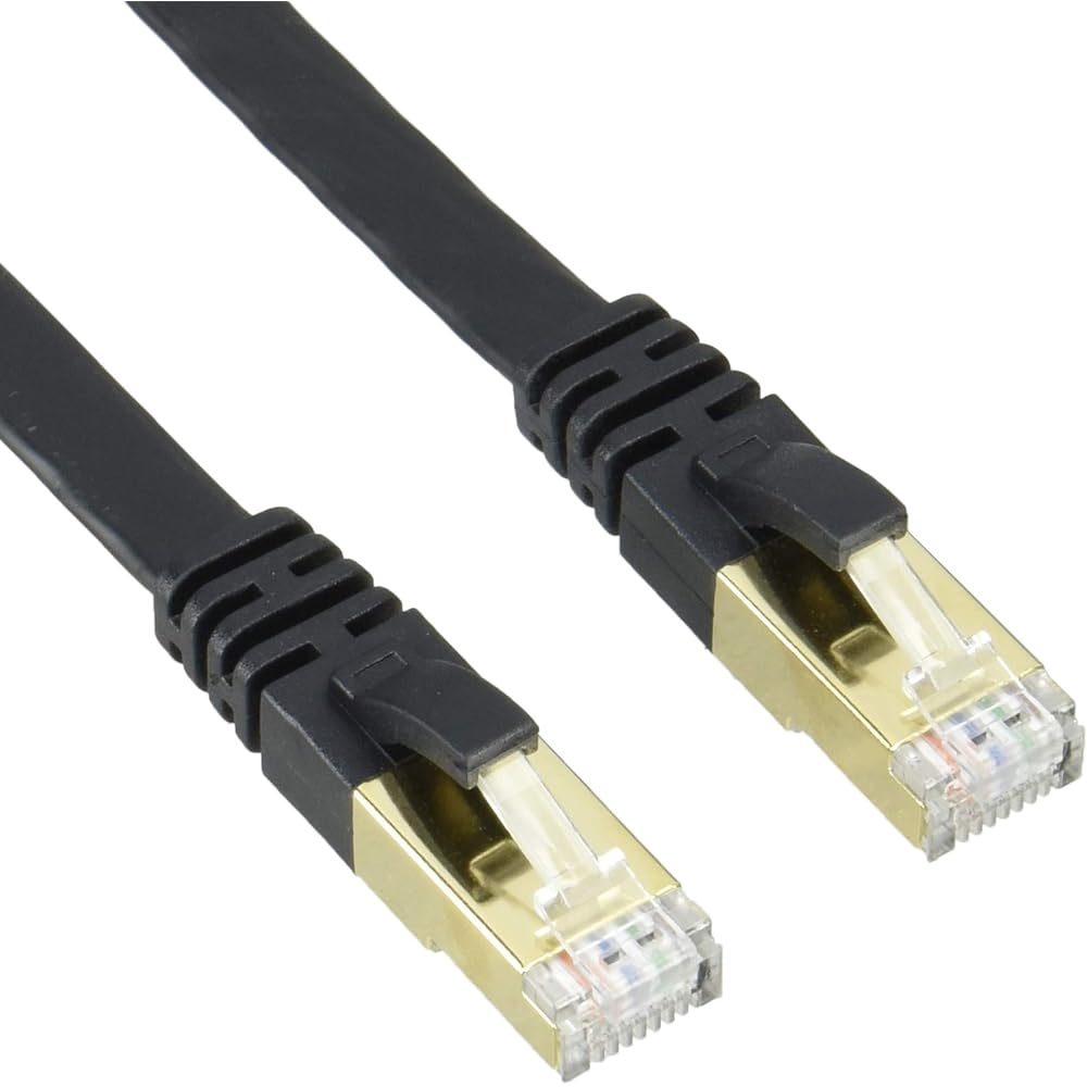 LAZOS High Durability High Speed Flat LAN Cable Category 7 Compliant 10 Gigabit Compatible 20m Black L-LNC20