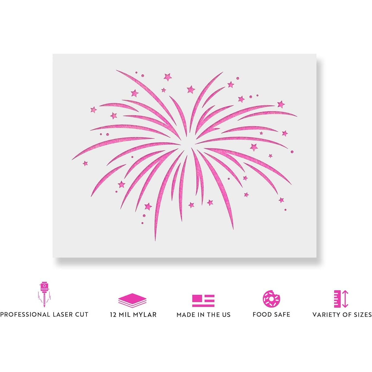 Fireworks Stencils - Reusable Stencils for Painting - Mylar Stencils for Crafts and Decorating