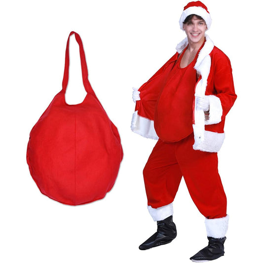 STOBOK Santa Claus Fake Belly Costume Props Cosplay for Christmas Stage Show Christmas Party Red