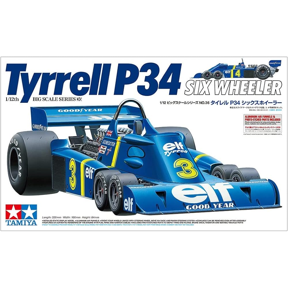 TAMIYA 1/12 Big Scale Series No.36 Tyrell P34 Six Wheeler Plastic Model with Photo-Etched Parts 12036 Molding Color