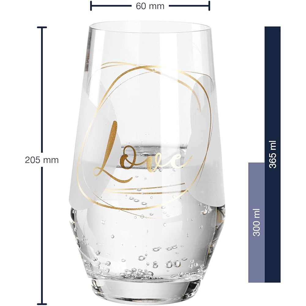 LEONARD Tumbler & Glass Straw Pair Special Gift Set 365ml "Love" 029184