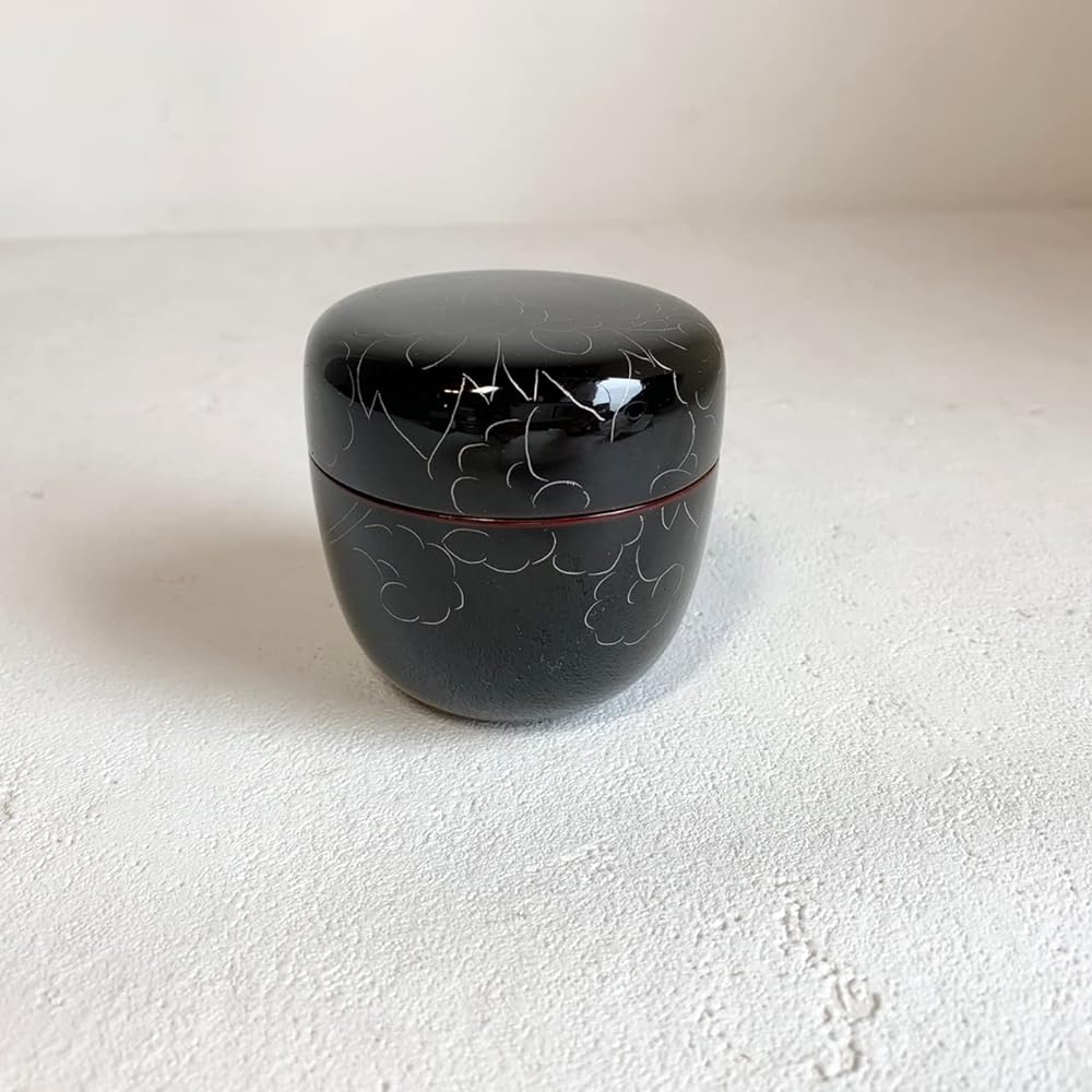 Nomura Lacquerware Store Echizen-nuri Platinum Peony Carving Medium Natsume Tame 11-17409