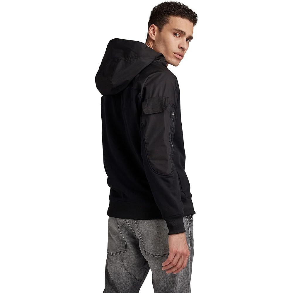 [G-Star Row] Hoodie Hoodie Sweatshirt Men's Relaxed Fit MIXED WOVEN CARGO HOODED SWEATER