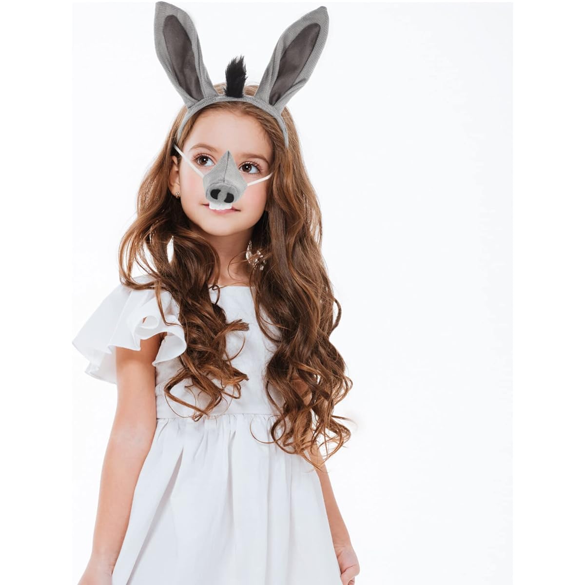 Beaupretty Donkey Headband Bow Tie Nose Costume Kit Halloween Cartoon Animal Cosplay Props Party Set