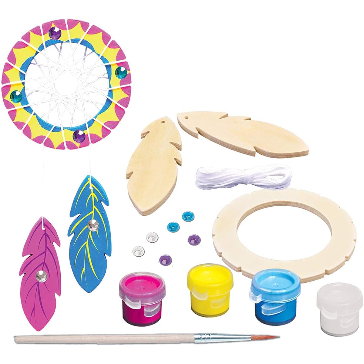 MasterPieces Works of Ahhh Real Wood Small Acrylic Paint & Craft Kit Dream Catcher Ages 4+