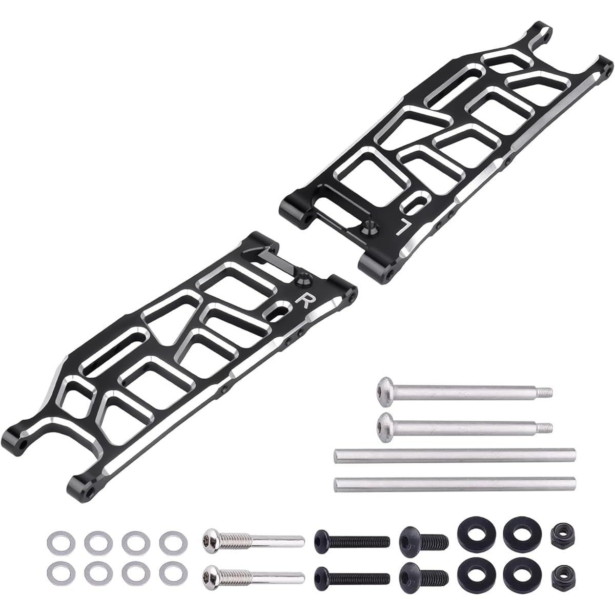 Aluminum Rear Lower Suspension Arm Replacement for Arrma 1/8 Kraton/Outcast/Notorious/Talion 6S BLX Upgrade Parts ARA330654 (Black)