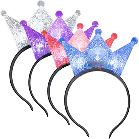 ArtCreativity Light Up Crowns for Kids, Set of 4 LED Headband Crowns for Girls and Boys, Princess Party Supplies, Princess Halloween Costume Accessories, Cute Light Up Birthday Party Favors