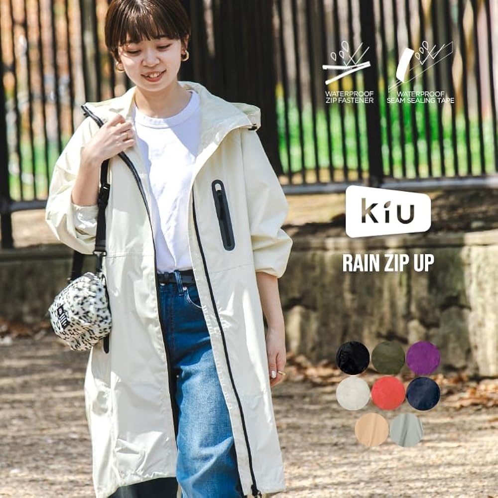 KiU [2024] KiU Lightweight Rainproof Storage Bag Easy to Carry Water Repellent Waterproof Simple Cute Stylish Unisex Men Women Unisex Raincoat Rain Zip Up Off White K116-908 Mother's Day Gift