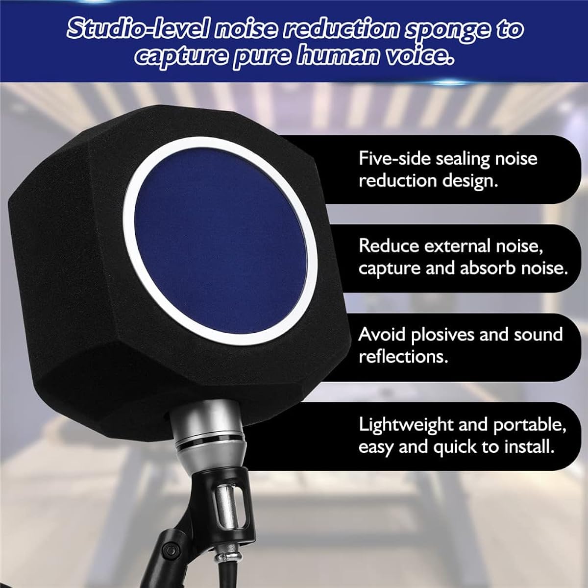 Panchitalk Microphone Pop Filter Soundproof Foam Cover Windproof Noise Reduction Absorbing Sponge Cover for Home Live Studio