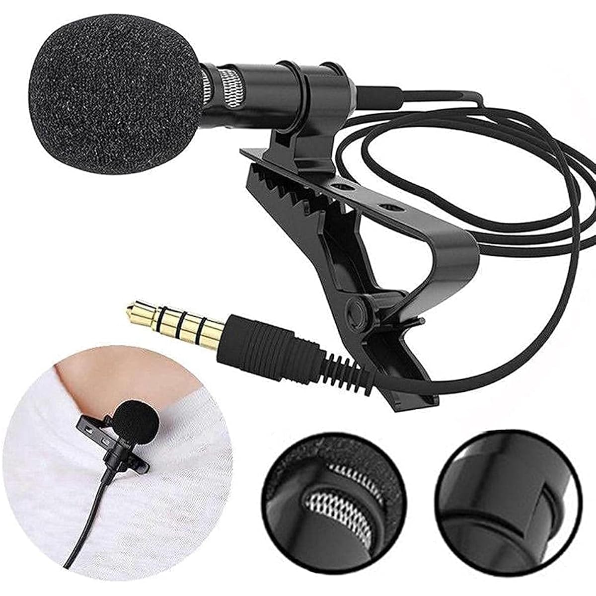 Eyetech 3.5mm Clip Collar Microphone for Voice Recording Lapel Microphone Mobile