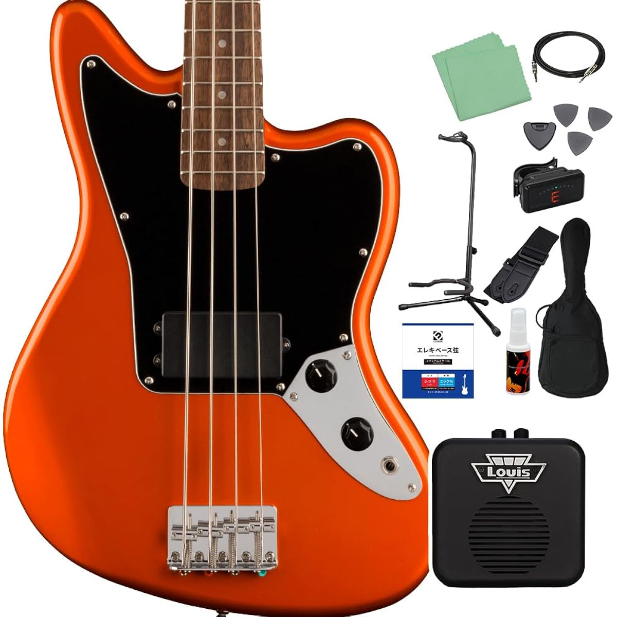 Squier by Fender FSR Affinity Series Jaguar Bass H Metallic Orange Bass Beginner 12-piece set [with mini amp] Jaguar bass Squier/Squier