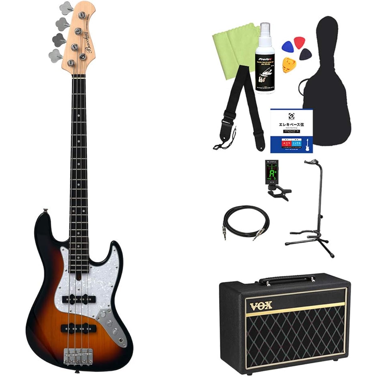 Bacchus WJB-Mini 3TS Bass Beginner 12-piece Set [With VOX Amplifier] Jazz Bass Type Mini Size Bacchus