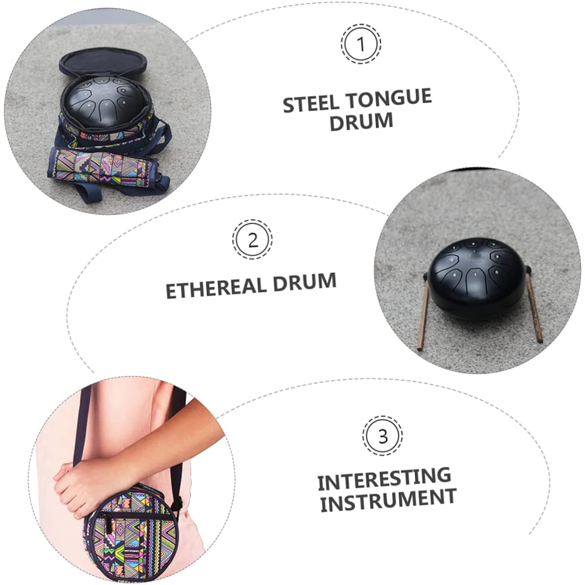 Vaguelly 3 Piece Steel Tongue Drum Pentatonic Drum Mini Steel Drum Mini Drum Tongue Drum Kit Healing Drum C Major Tongue Drum Pearl Tongue Drum C Key Ethereal