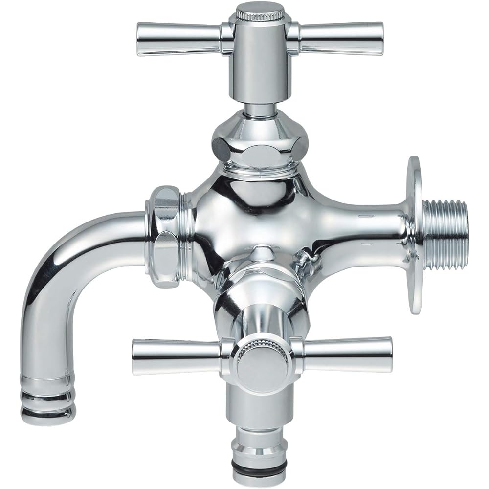 SANEI Two-port horizontal faucet for watering Hose cut connection port F126YV-13 Silver
