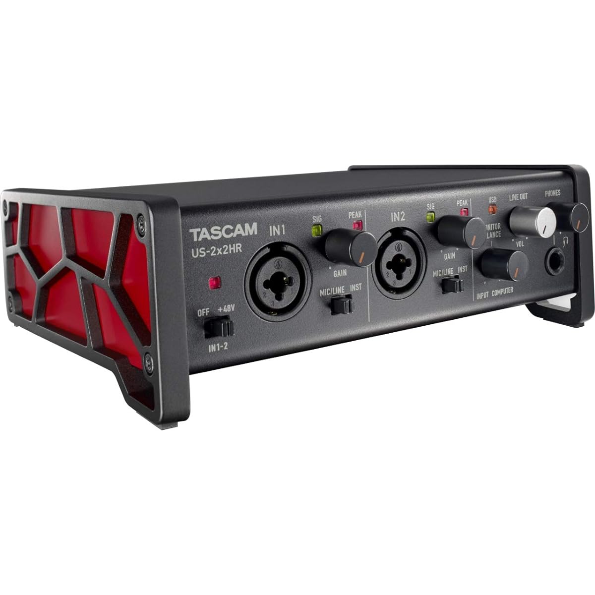 TASCAM US-2X2HR 2Mic, 2IN/2OUT 24bit/192kHz High Resolution USB Audio/MIDI Interface for YouTube Music Production Live Streaming DTM