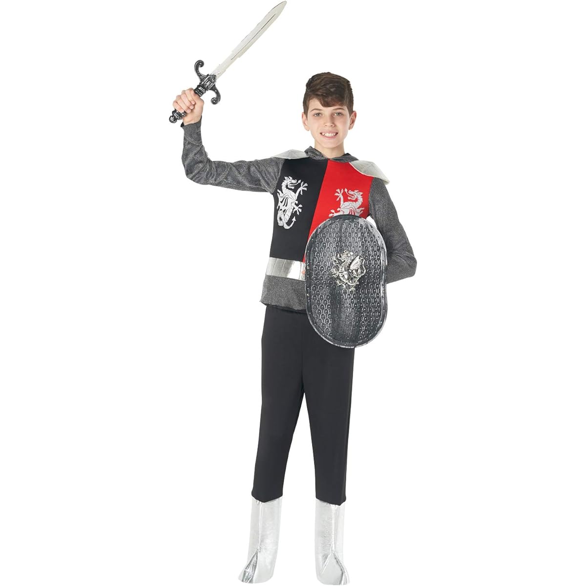 Medieval Armor Costume for Kids Boys Girls Age 3-11 Med (48-53 Ins/122cm-134cm) Silver MCKBKM