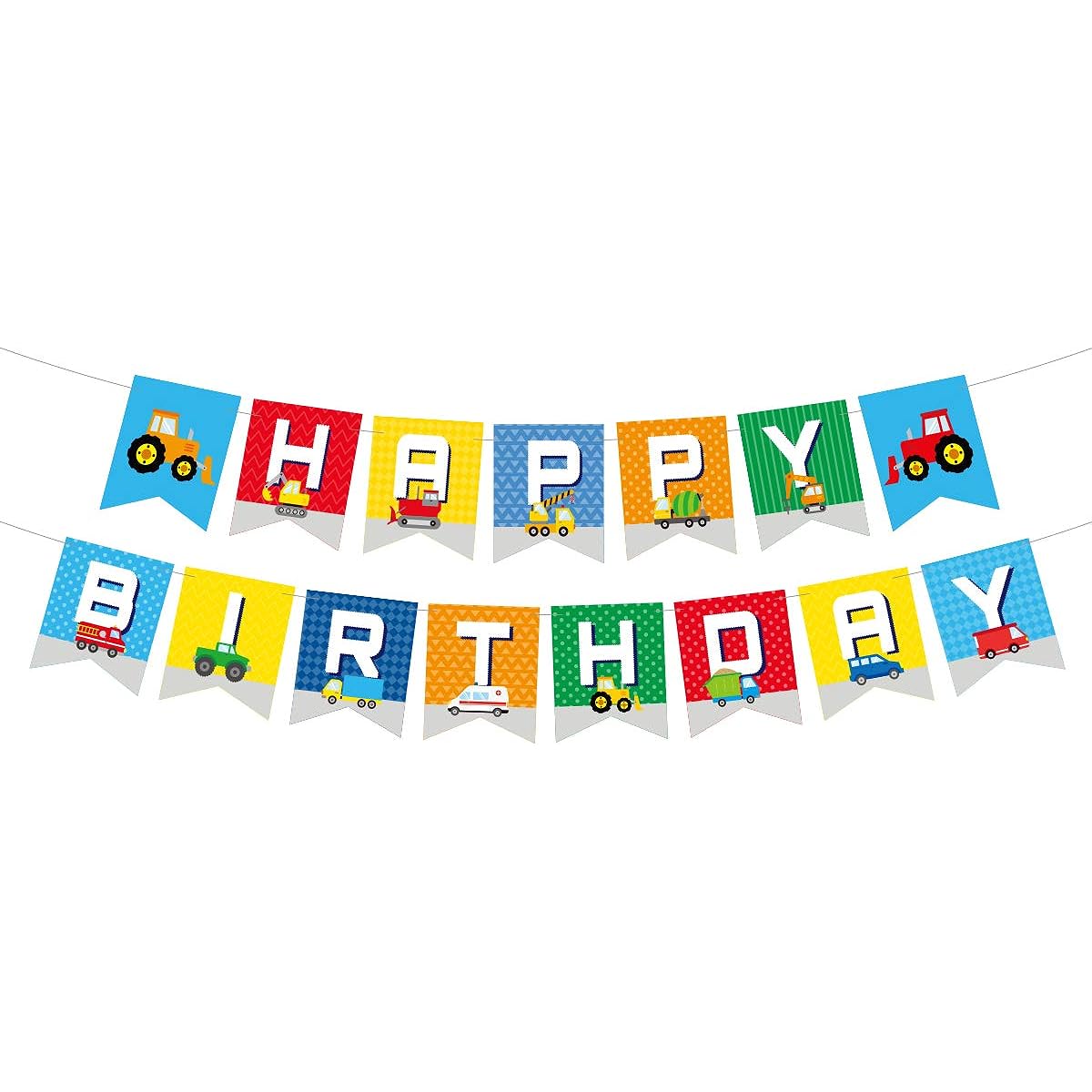 QXTTS New Style Party Supplies Kids Construction Engineering Vehicle Theme Excavator Happy Birthday Banner Birthday Party Decorations for Boys