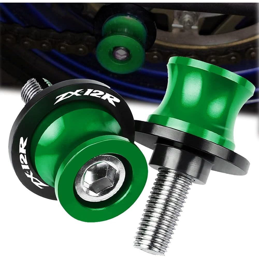 Swing Arm Spool Stand Screw Slider 10MM Motorcycle Accessories Swing Arm Spool Slider Stand Screw For Ka-wa-sa-ki ZX12R ZX 12R 2000-2007 2006 2005 2004 2003 2002 2001 (Color: Green)