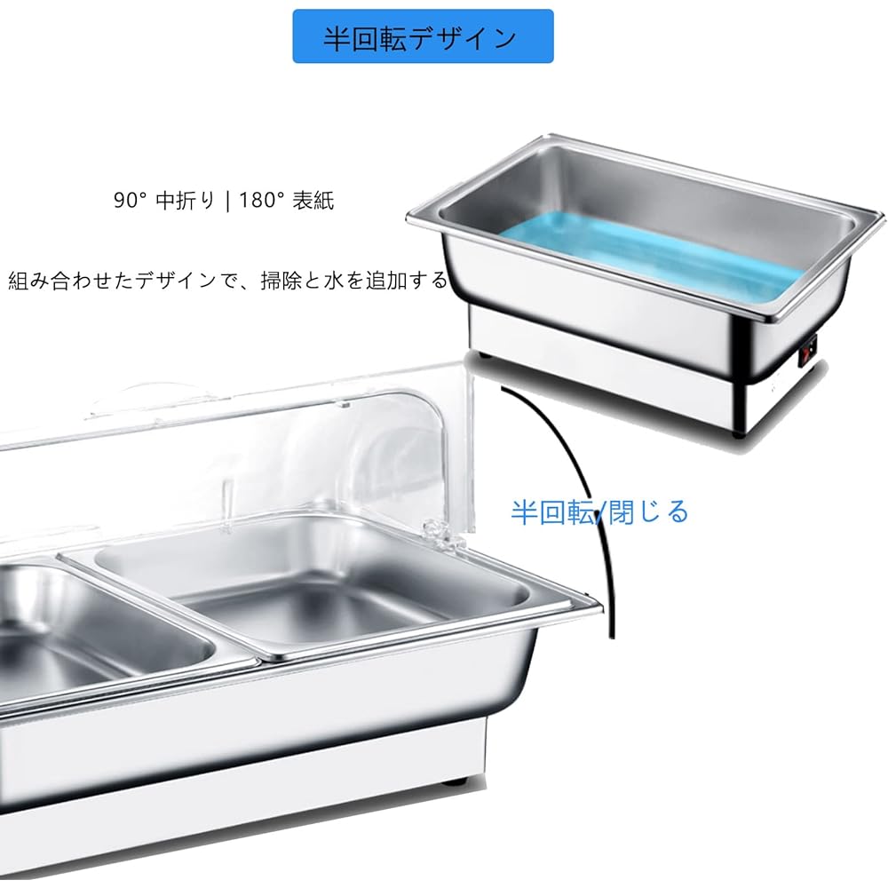 Chafing dish 13.5L water bath type stainless steel thermal cooking pot buffet server food warm temperature adjustment heating warmer temperature control thermal tray electric meal stove 100V (square type 3 sets)