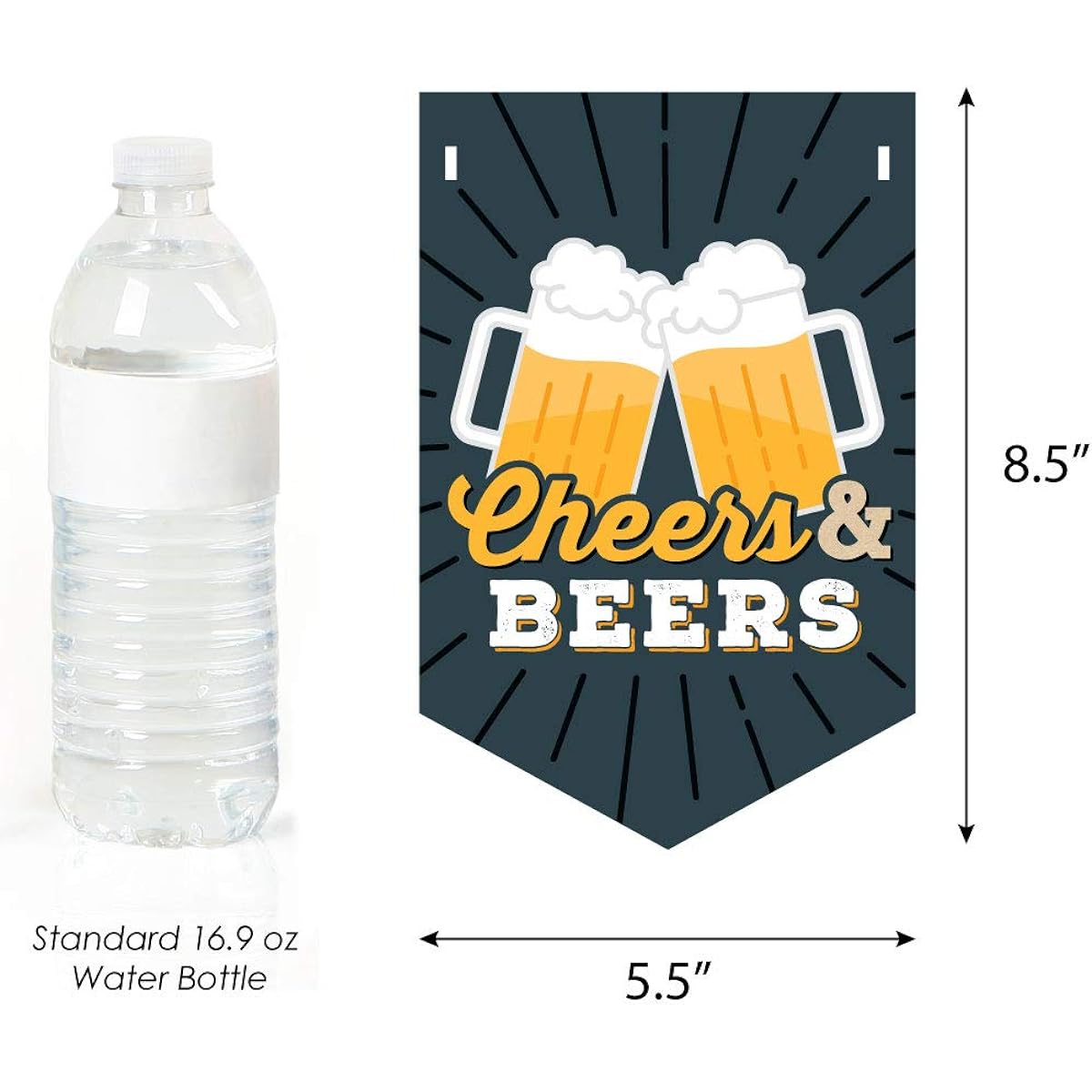 Big Dot of Happiness Cheers and Beers Happy Birthday - Birthday Party Banner - Birthday Party Decorations - Happy Birthday